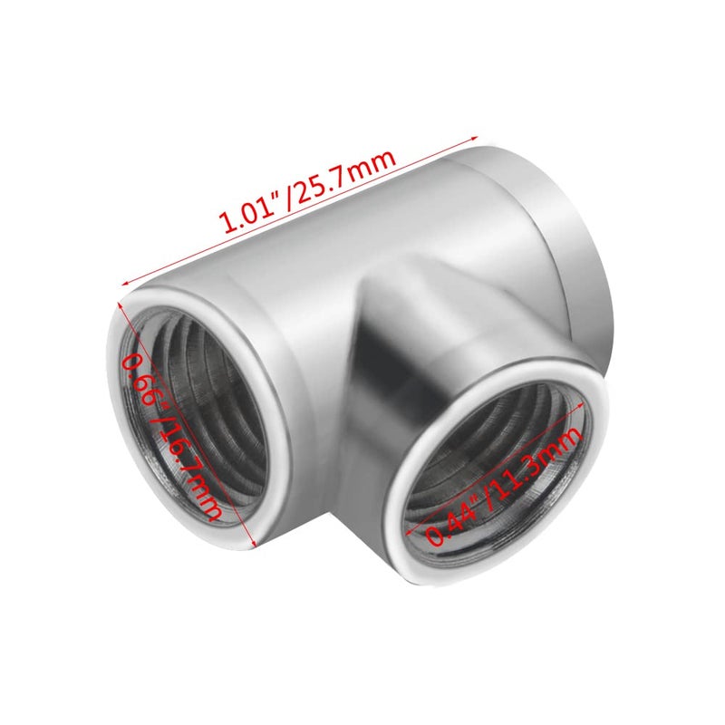 BXQINLENX فضي كروم G 1/4" ملحق ثلاثي الاتجاهات لنظام تبريد المياه للكمبيوتر (4 قطع) - Image 2